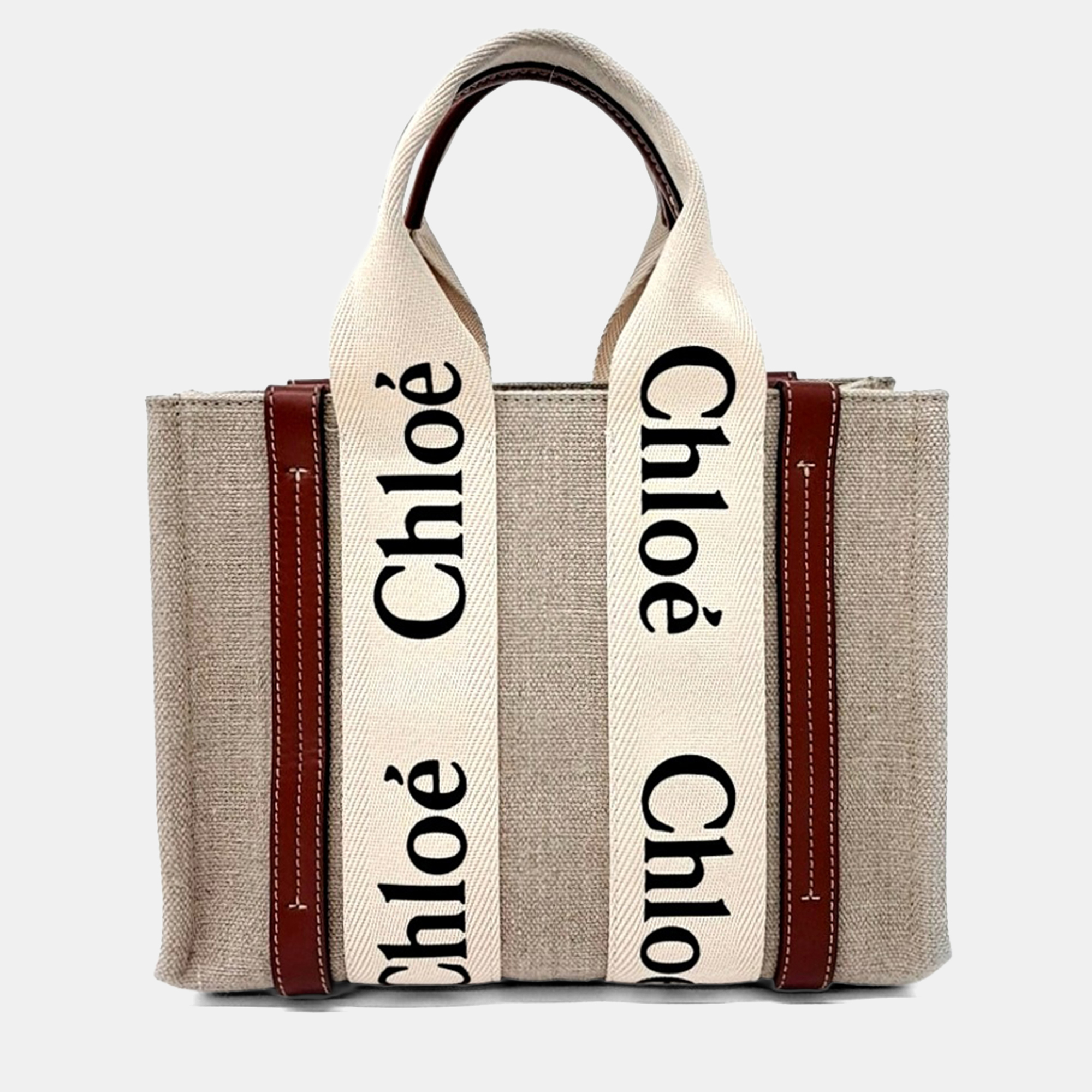 

Chloe Beige Fabric Woody Bag Small