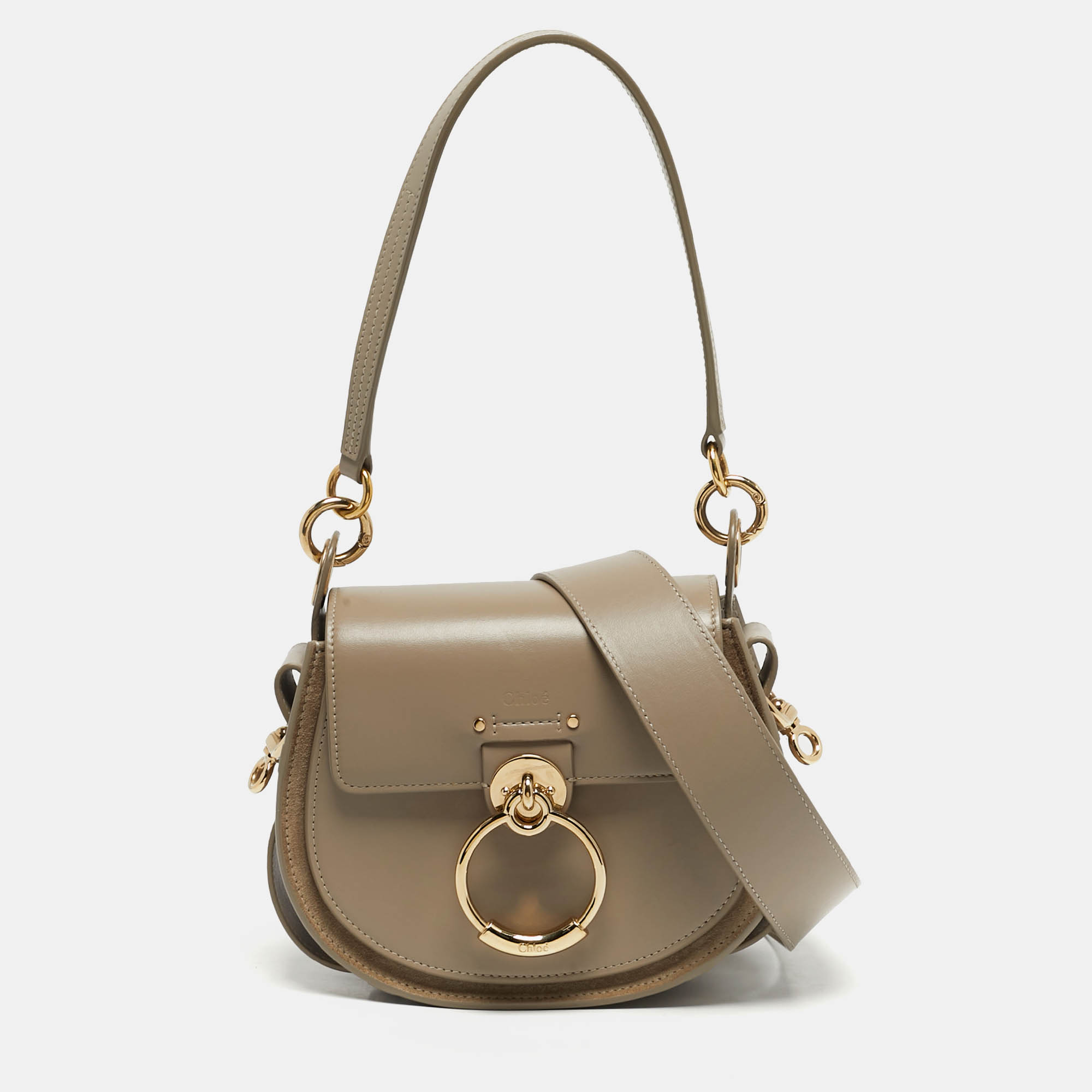 

Chloe Tess  Grey Leather and Suede Shoulder Bag