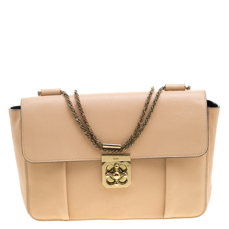 Chloe Peach Leather Large Elsie Shoulder Bag