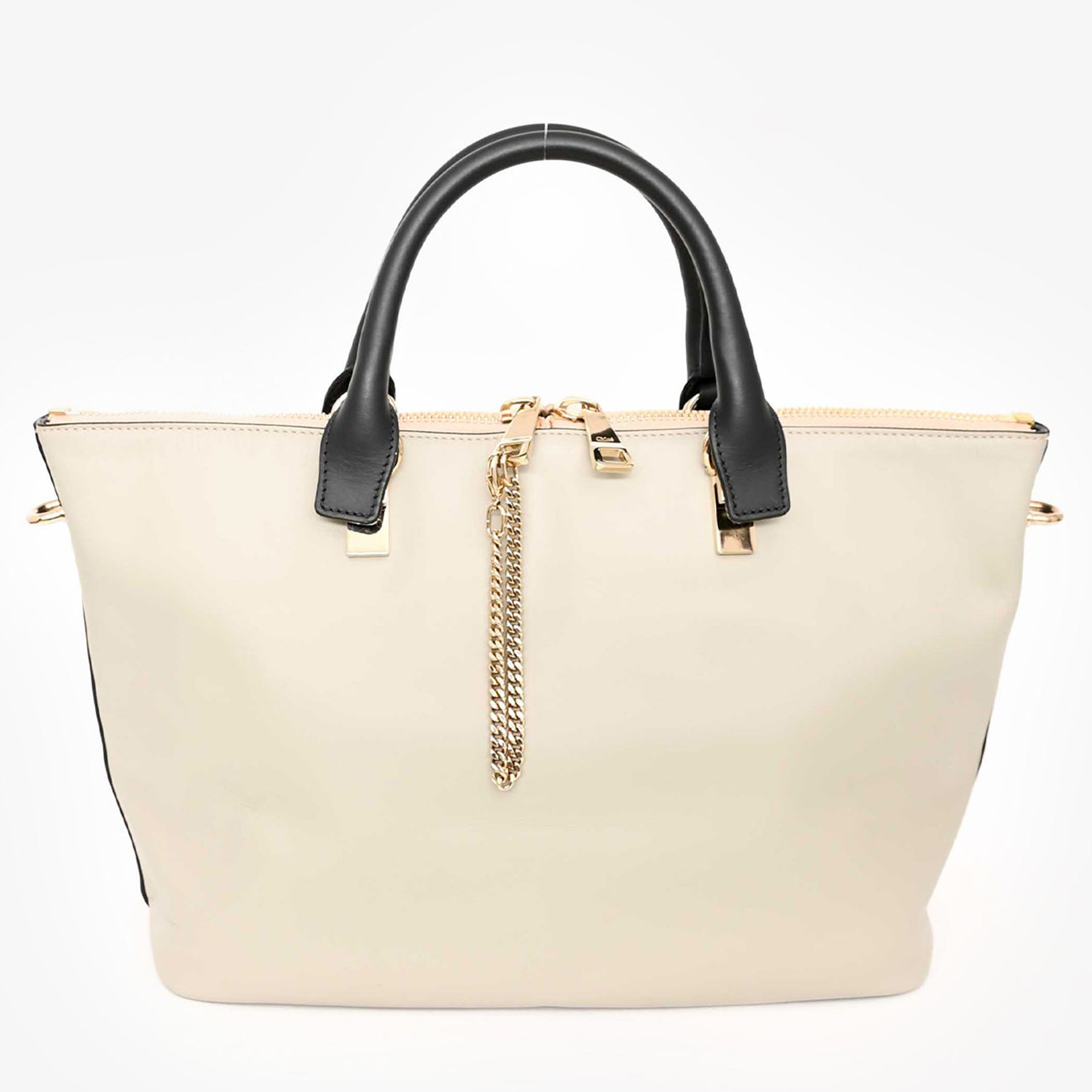 

Chloe 2014 Black/Light Grey Leather Baylee Tote with Strap