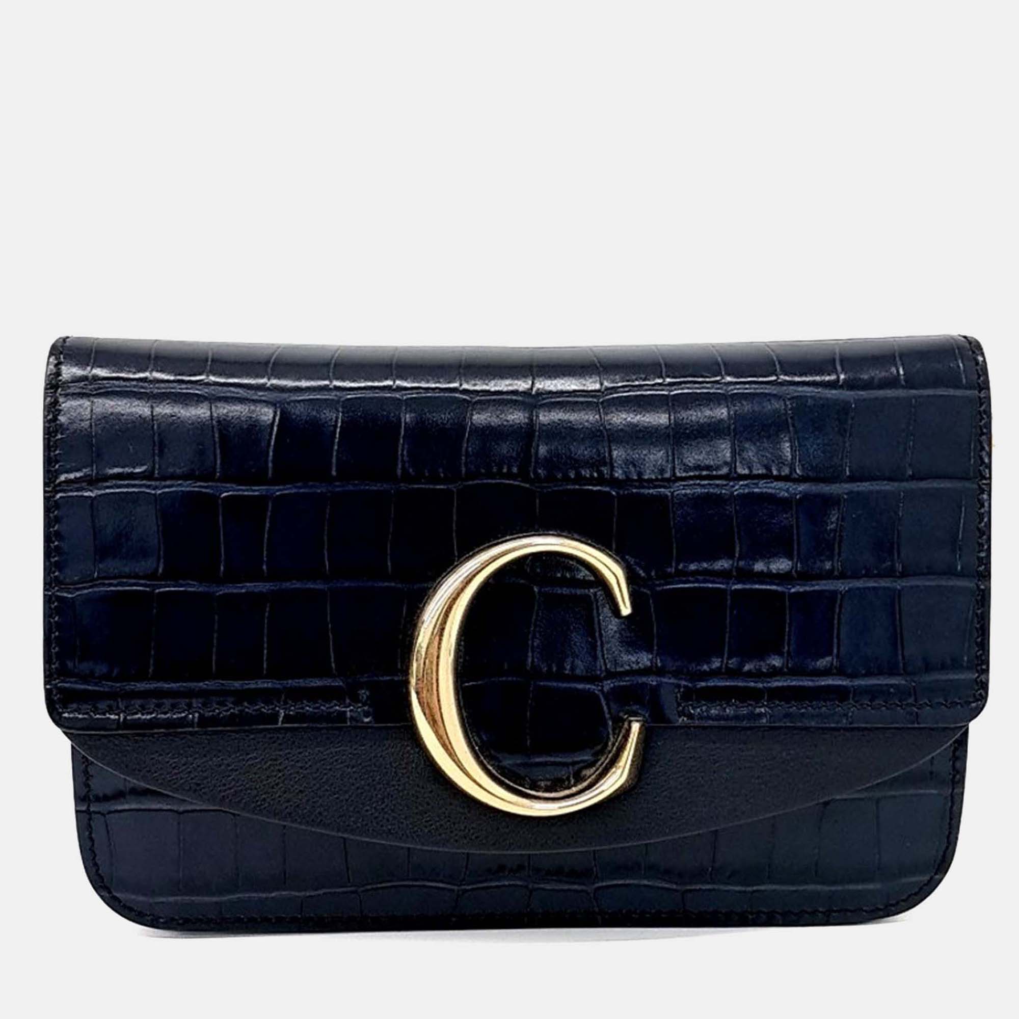 

Chloe Navy Blue Leather C Chain Crossbody Bag