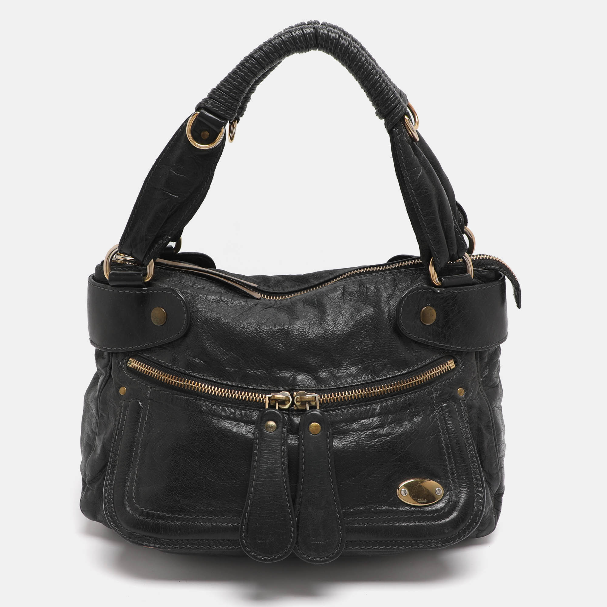 

Chloe Bay  Black Leather Hobo