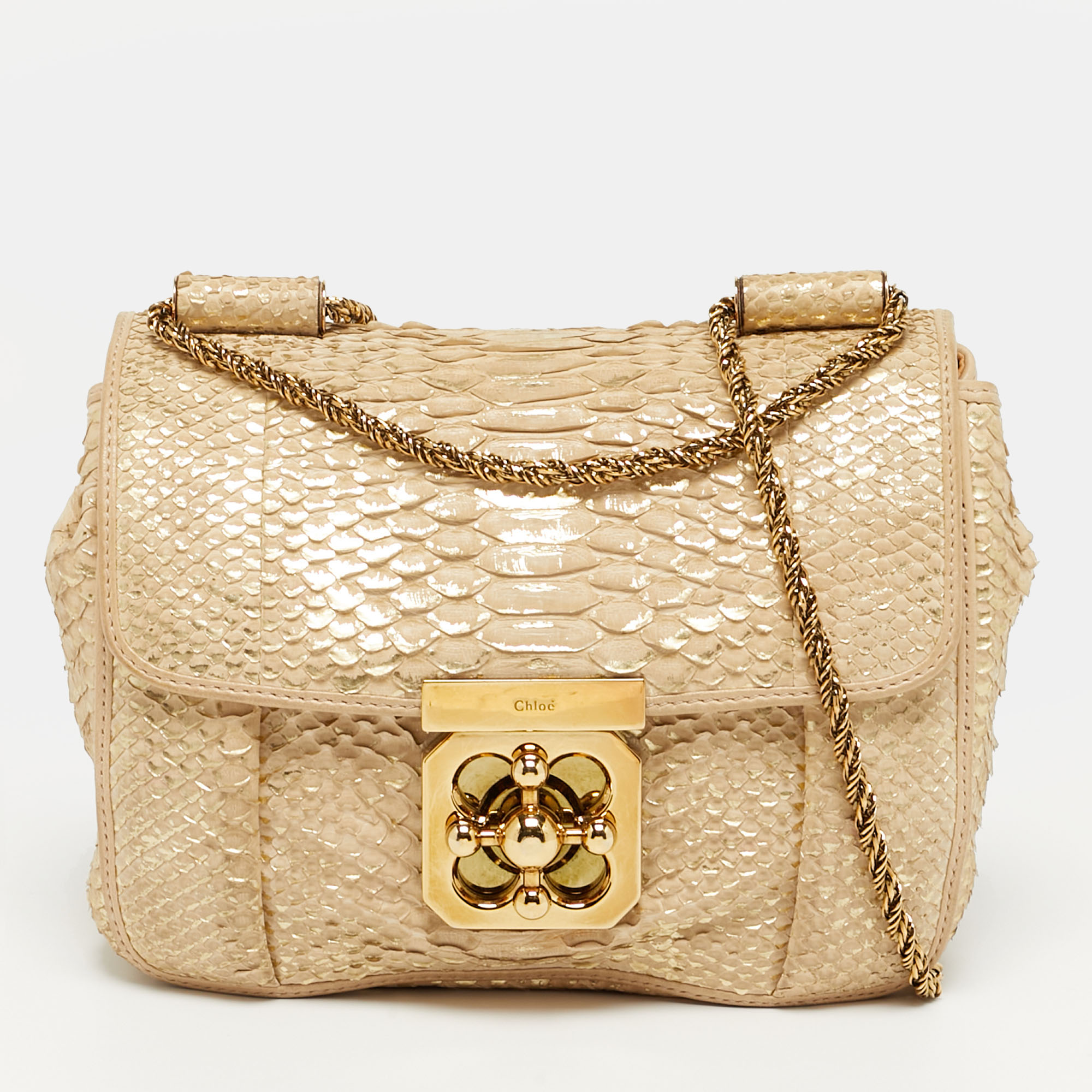 

Chloe Elsie  Beige/Gold Python Shoulder Bag