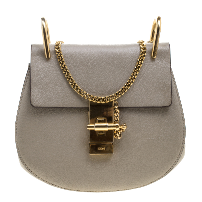 Pre Owned Chloe Grey Leather Small Drew Shoulder Bag