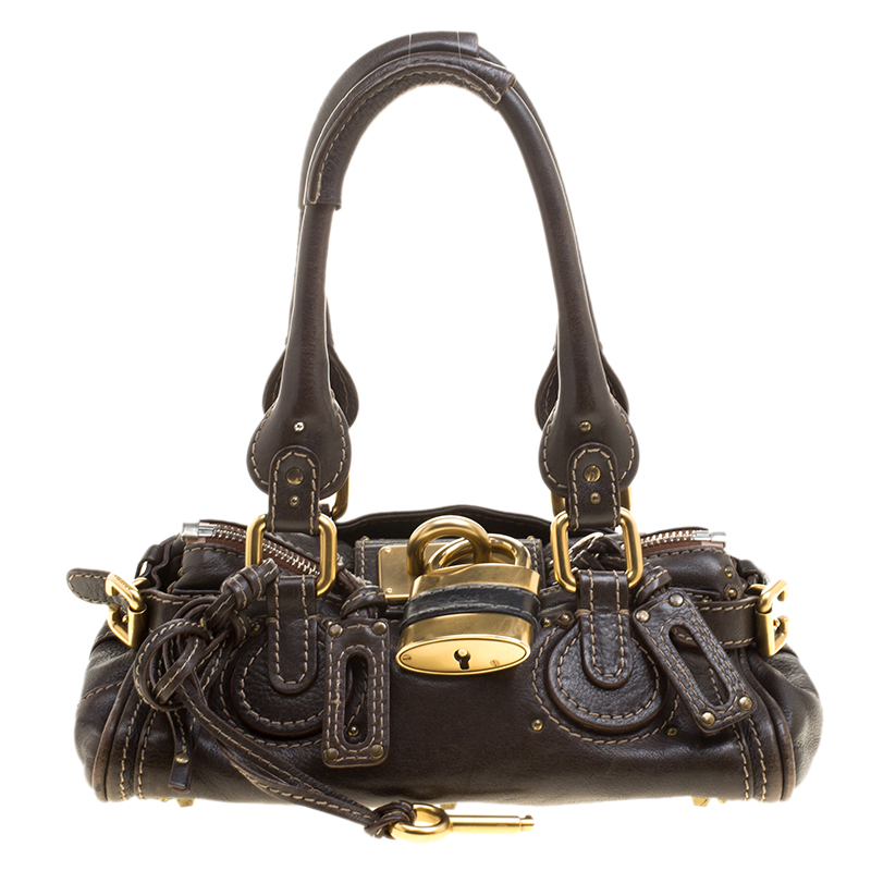 Pre Owned Chloe Dark Brown Leather Mini Paddington Satchel