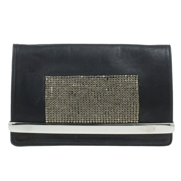 مملوكة مسبقًا Chloe Black Leather Studded Clutch