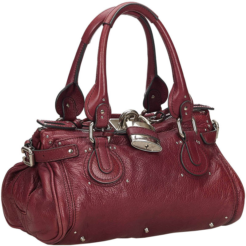 

Chloe Bordeaux Leather Paddington Shoulder Bag, Red