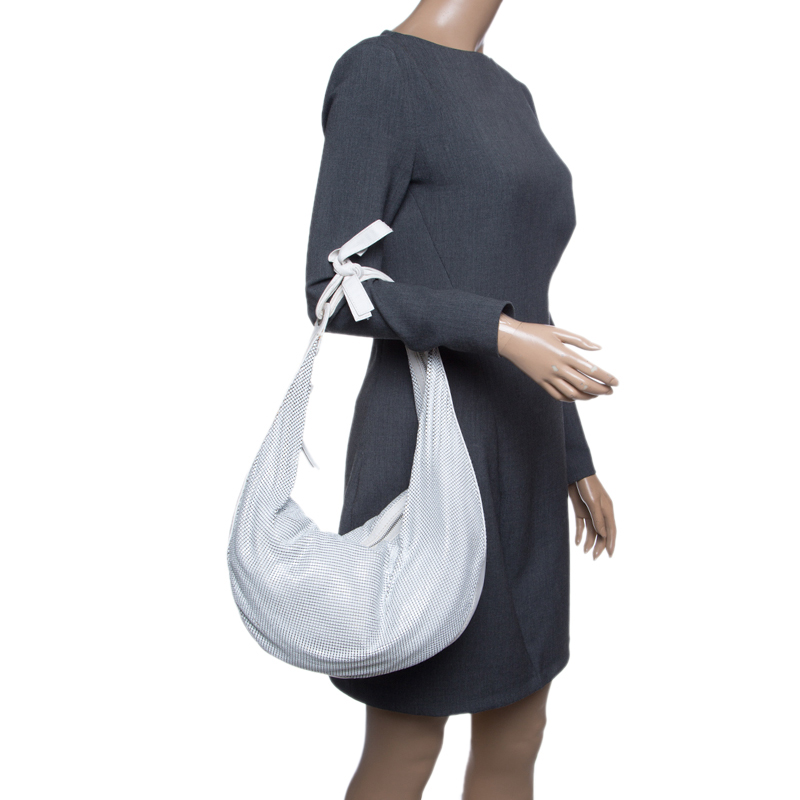

Chloe White Metal and Leather Mesh Hobo