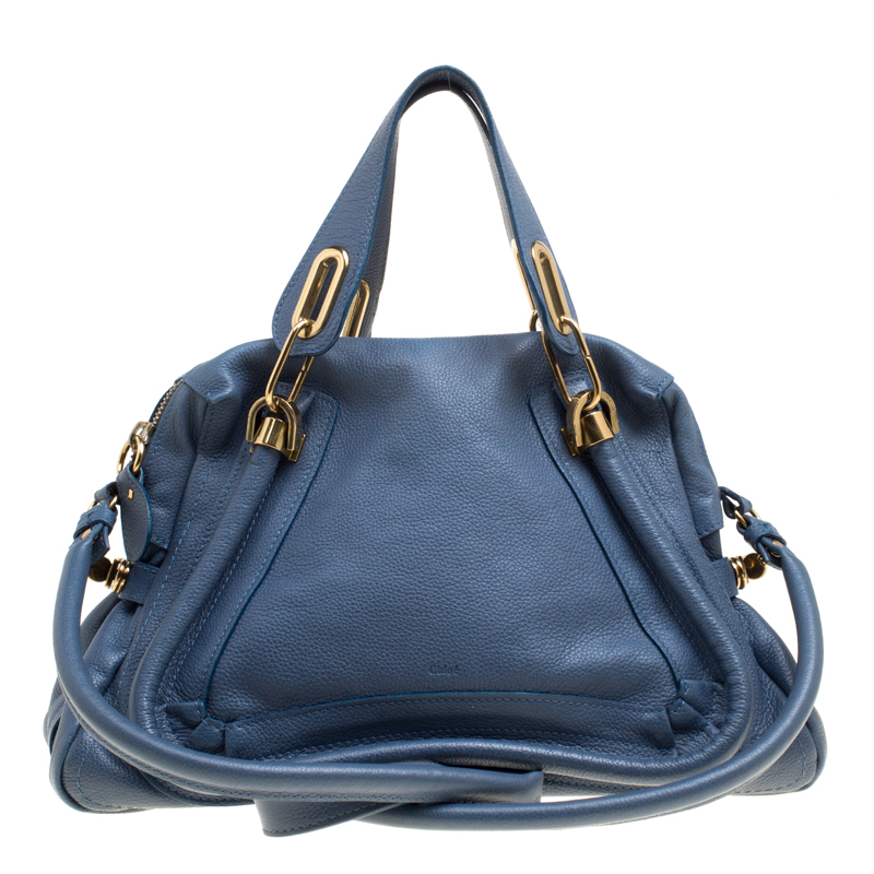 Chloe Blue Leather Medium Paraty Shoulder Bag Chloe | The Luxury Closet