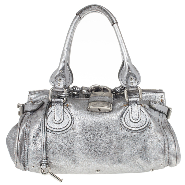 Pre Owned Chloe Silver Leather Paddington Satchel