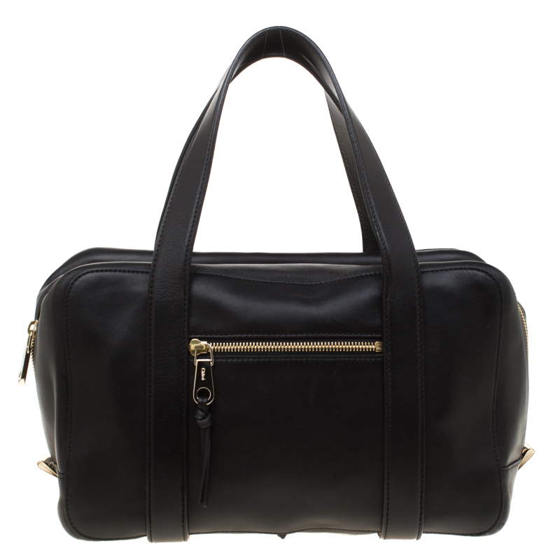 Pre Owned Chloe Black Leather Madeleine Bowler Bag