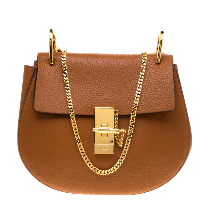 Pre Owned Chloe Caramel Leather Medium Drew Shoulder Bag