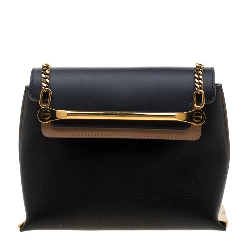 Chloe Black/Beige Leather Small Clare Shoulder Bag