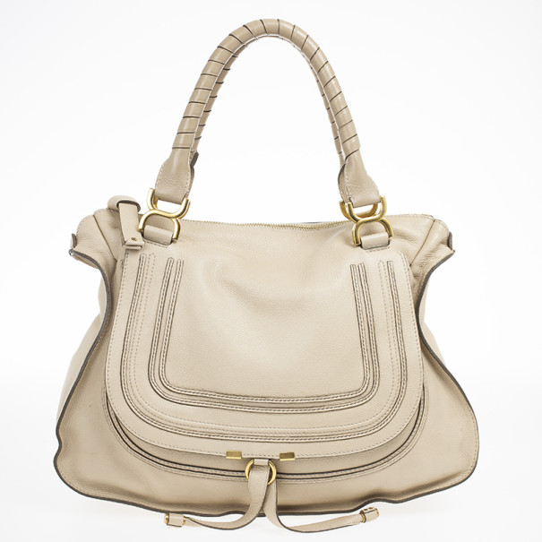 Pre Owned Chloe Nude Marcie Large Shoulder Bag