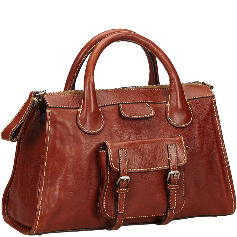 

Chloe Brown Cognao Leather Edith Top Handle Bag