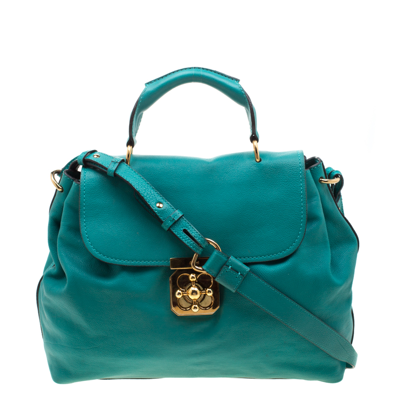 Pre Owned Chloe Persian Green Leather Elsie Satchel Bag