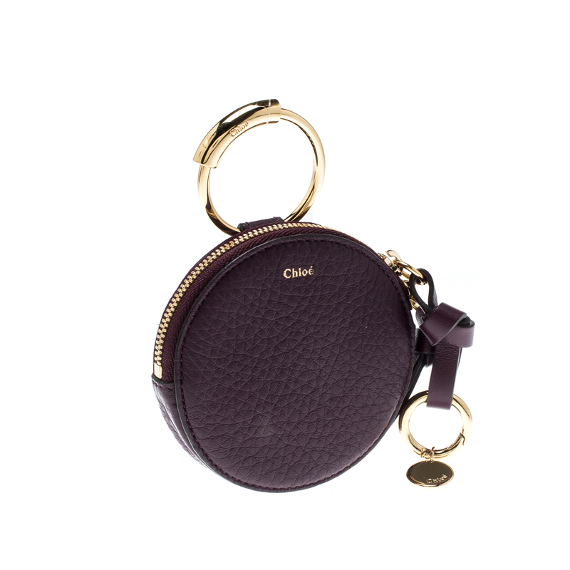 Chloé Alphabet Small Coin Purse with Key Ring Women's Grey Size Onesize 100% Calf-Skin Leather