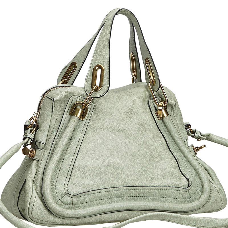 

Chloe Gray Leather Paraty Satchel, Grey