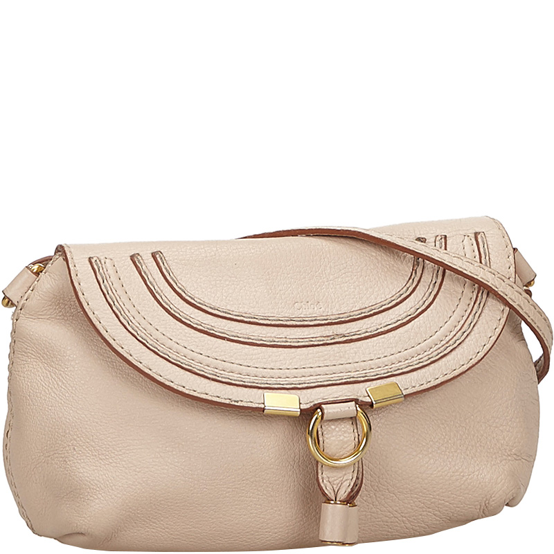 

Chloe Beige Pink Leather Marcie Crossbody Bag