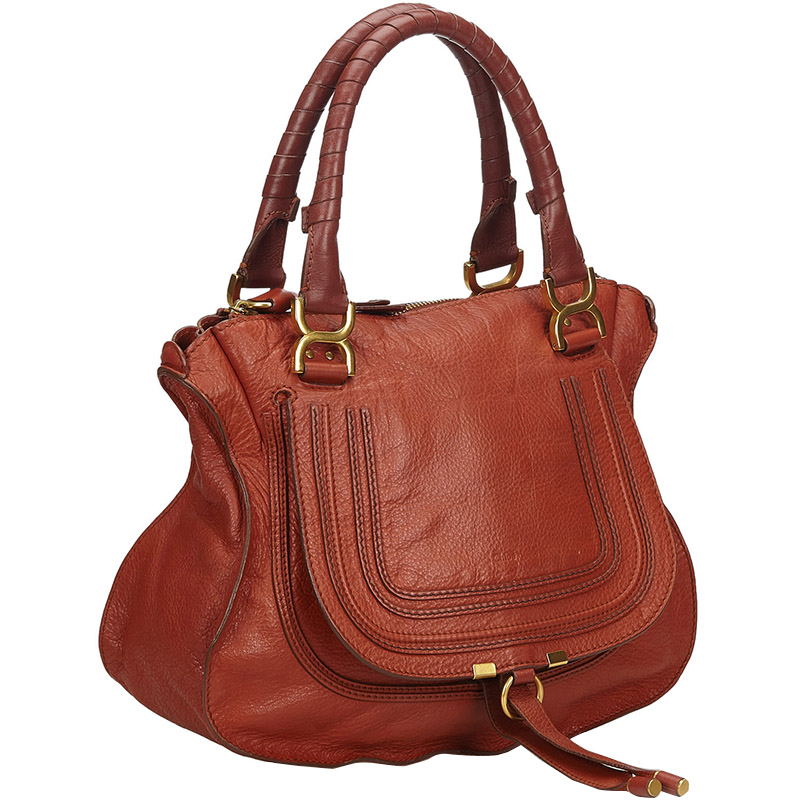 

Chloe Red Leather Marcie Top Handle Bag