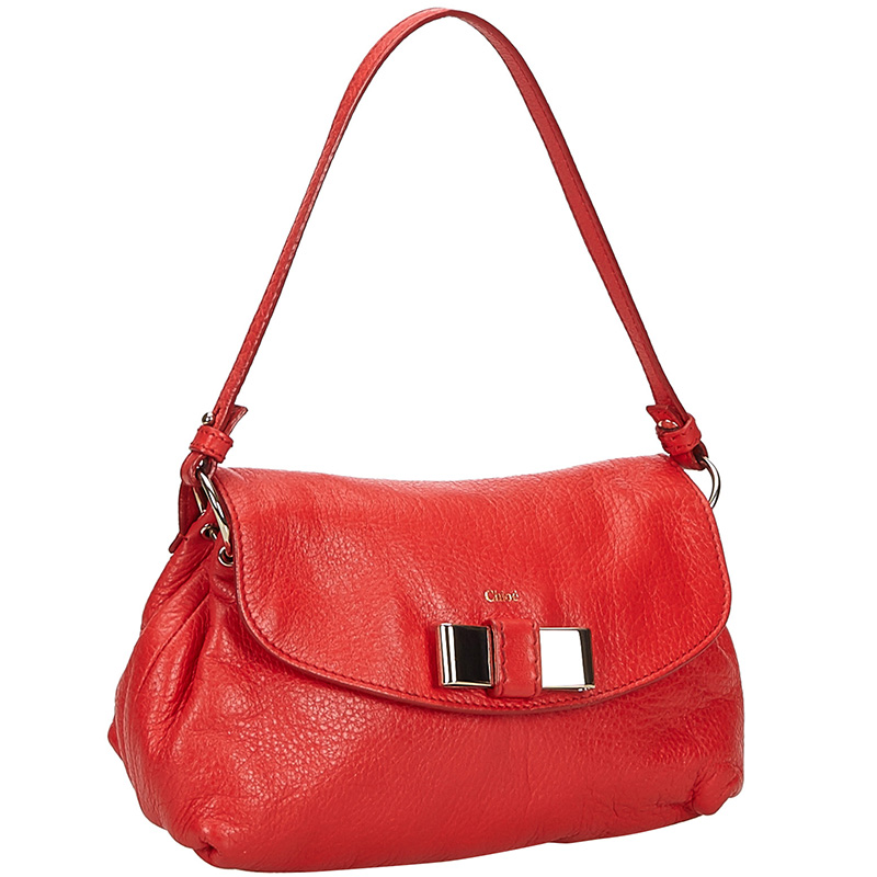 

Chloe Red Leather Lily Bow Crossbody Bag