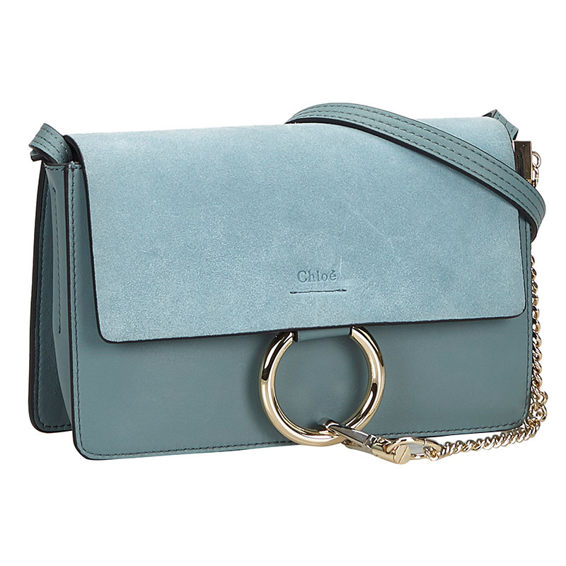 

Chloe Light Blue Suede and Leather Faye Shoulder Bag