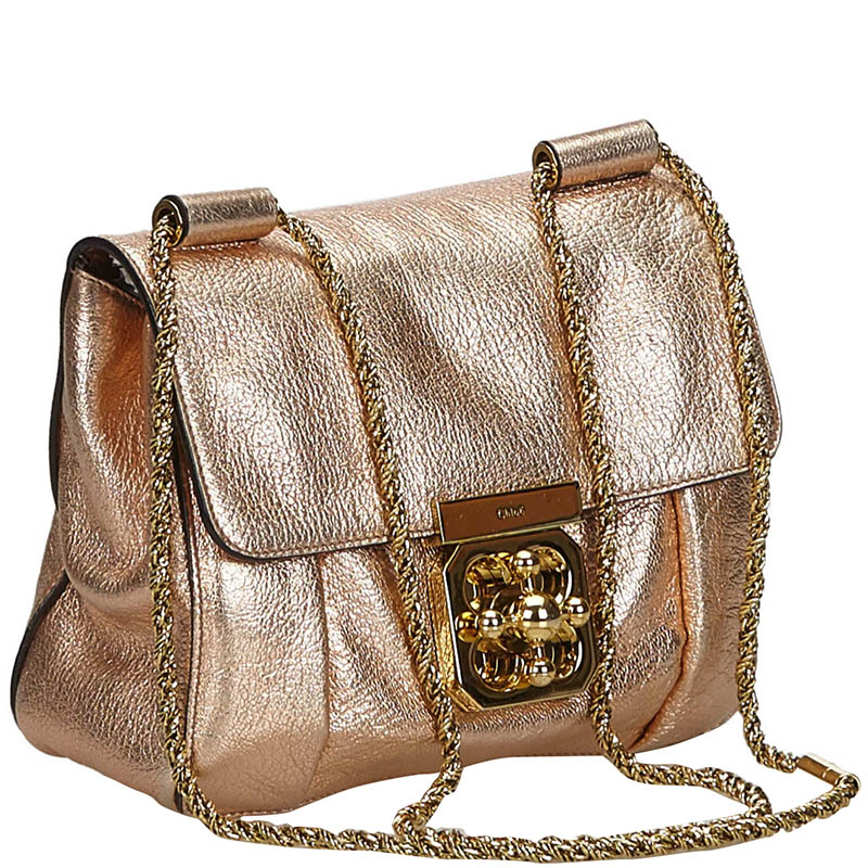 

Chloe Rose Gold Metallic Leather Elsie Crossbody Bag