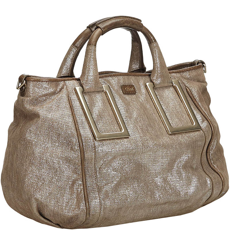 

Chloe Metallic Gray Leather Ethel Satchel, Grey