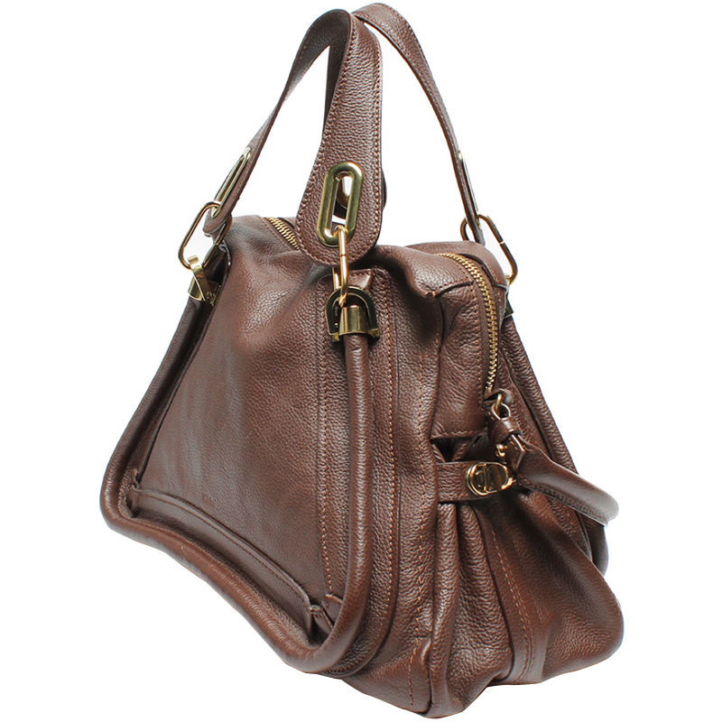 

Chloe Brown Leather Medium Military Strap Paraty Shoulder Bag