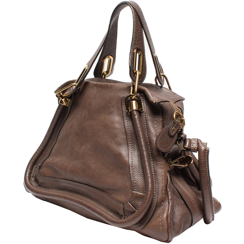 

Chloe Brown Leather Medium Military Strap Paraty Shoulder Bag