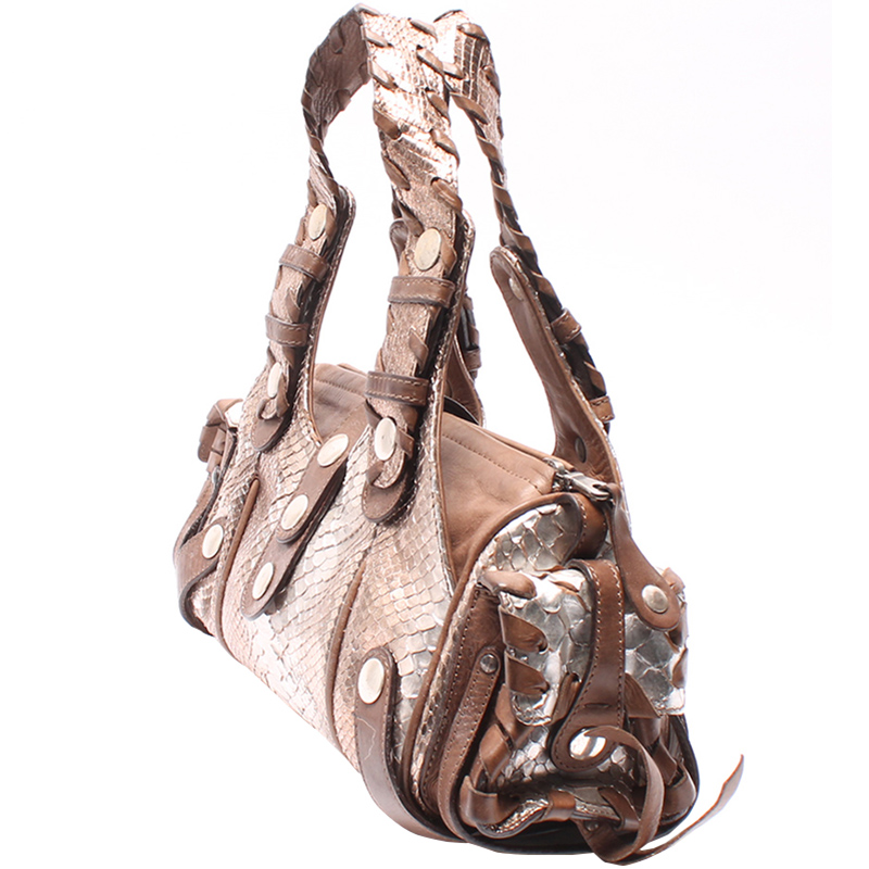 

Chloe Silver/Brown Python Silverado Shoulder Bag