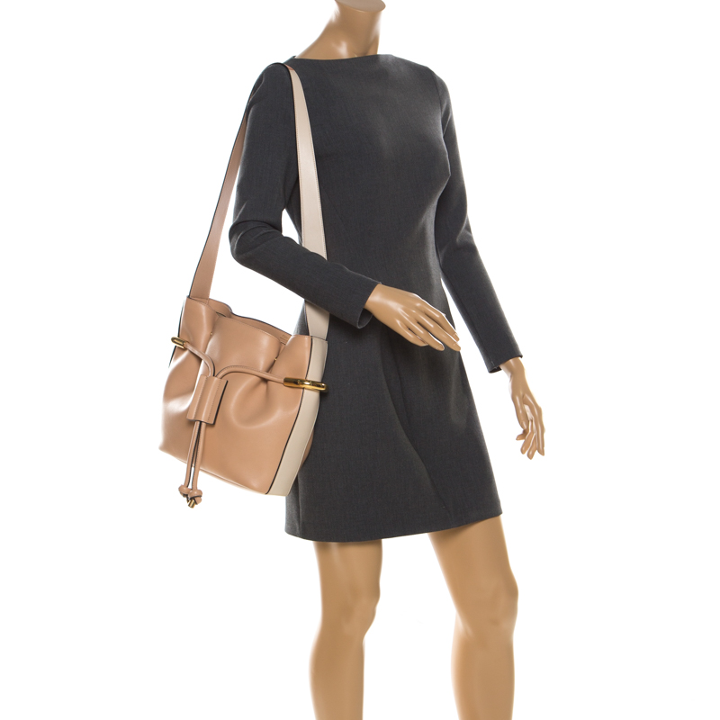 

Chloe Beige Leather Small Emma Drawstring Shoulder Bag