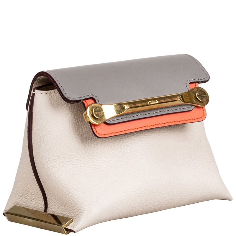 

Chloe White/Gray Leather Mini Clare Crossbody Bag, Grey