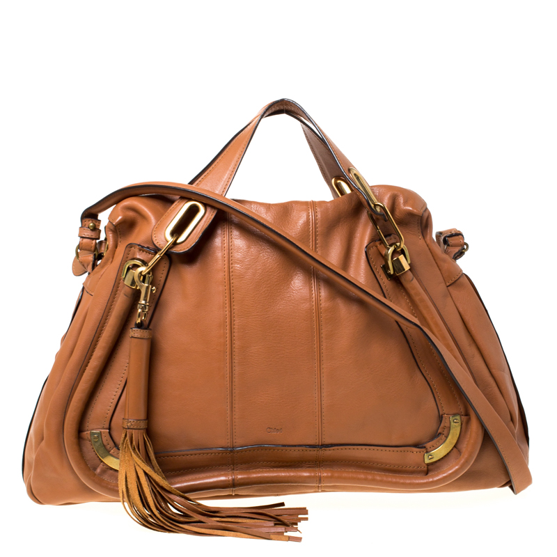Chloe Brown Leather Large Paraty Shoulder Bag