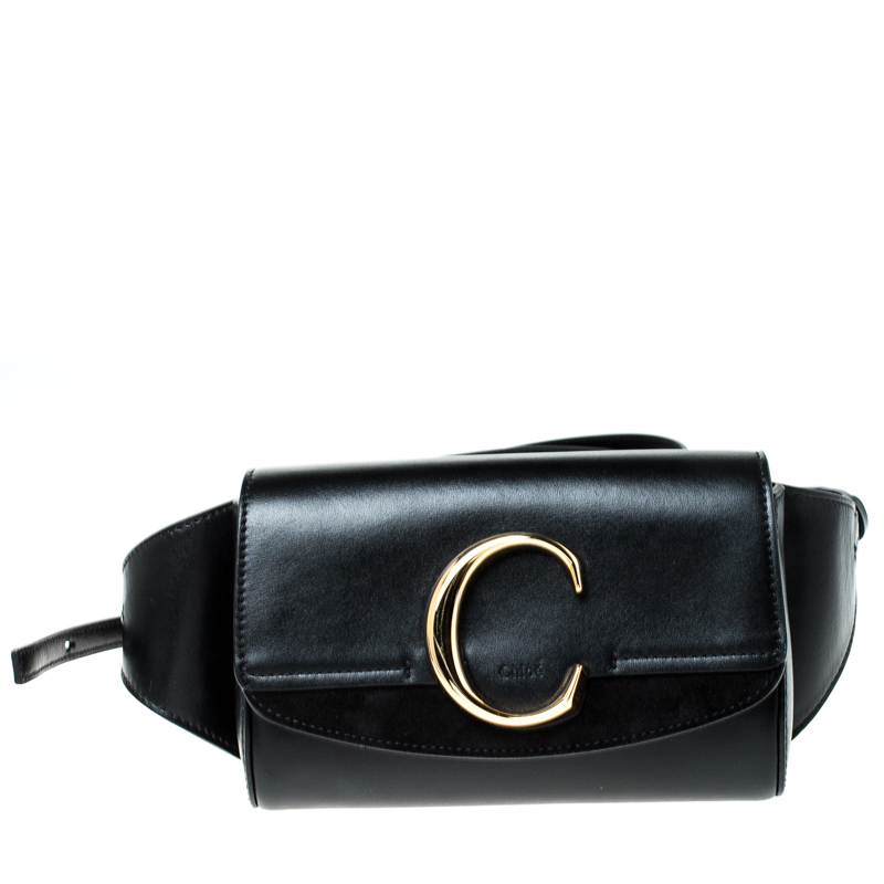 Chloe Black Leather and Suede C Belt Bag             