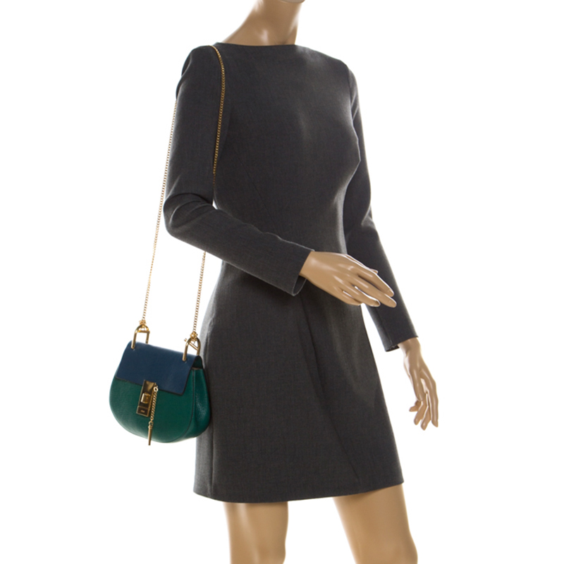 

Chloe Green/Blue Leather Small Drew Shoulder Bag