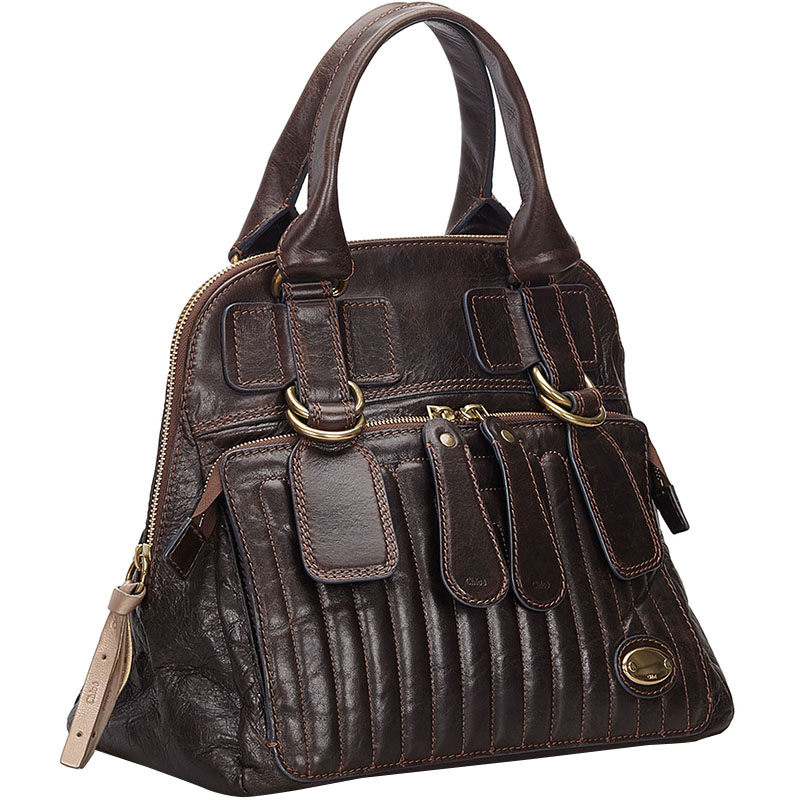 

Chloe Dark Brown Leather Bay Satchel