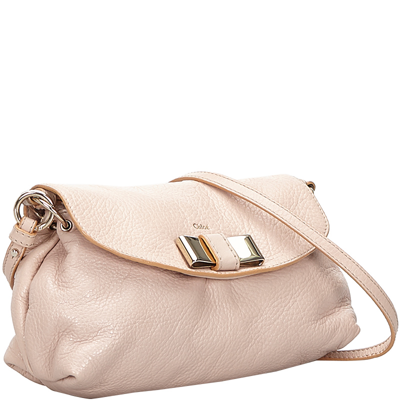 

Chloe Light Pink Leather Lily Bow Crossbody Bag
