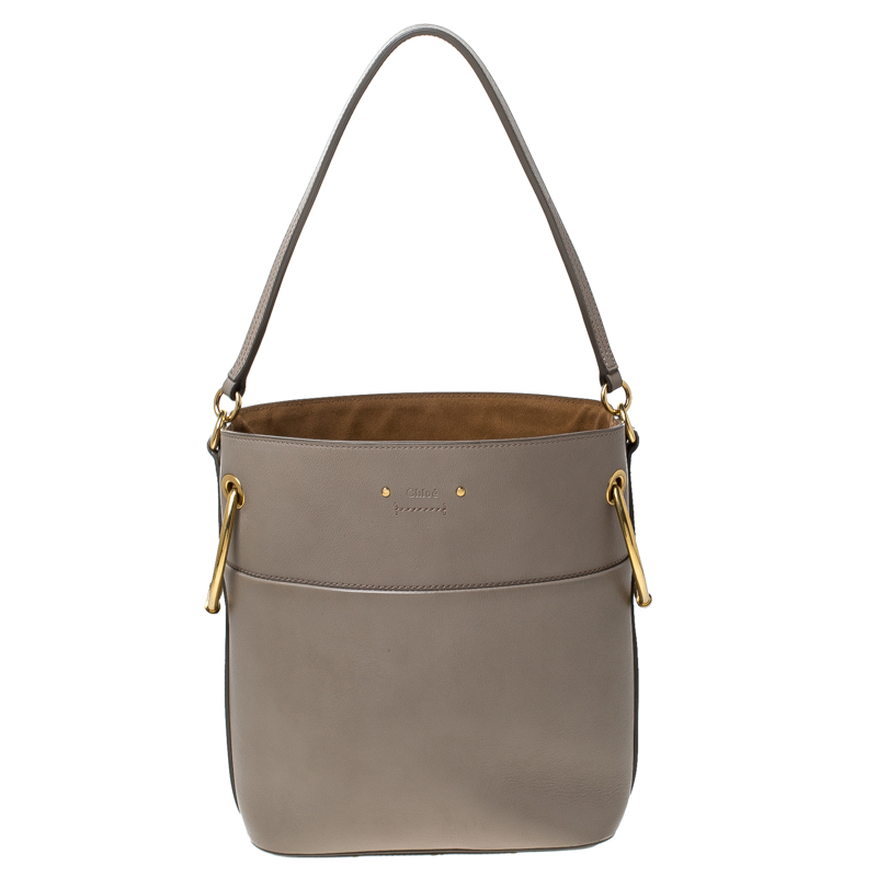 Chloe Grey Leather and Canvas Roy Bucket Bag Chloe TLC