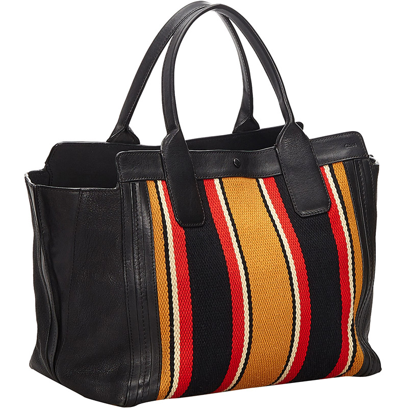 

Chloe Multicolor Canvas Leather Alison Tote Bag