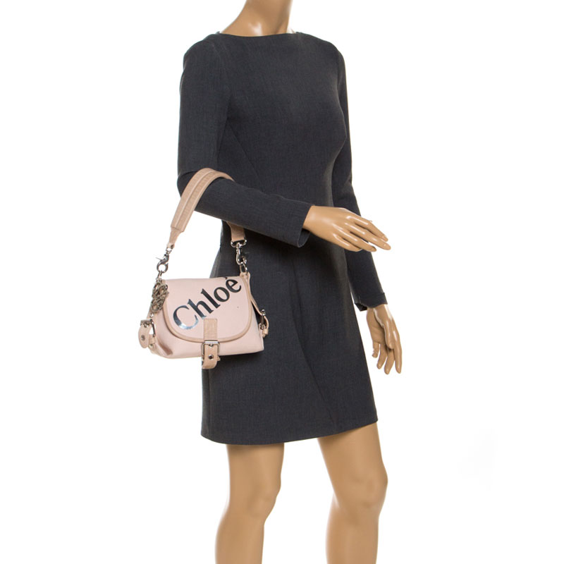 

Chloe Pink/Beige Canvas and Leather Shoulder Bag