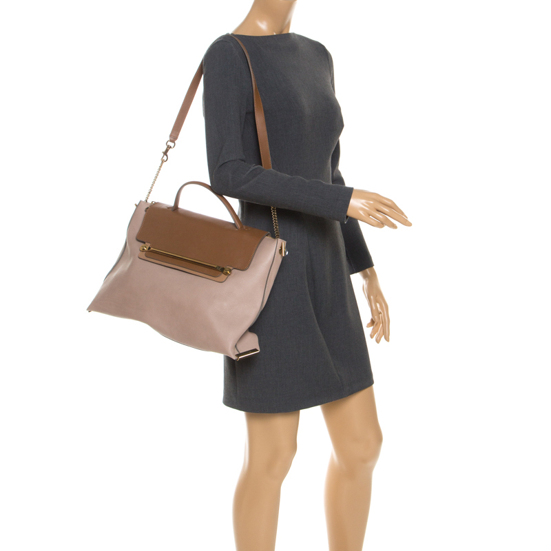 

Chloe Tricolor Leather  Clare Shoulder Bag, Brown