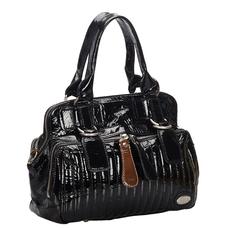 

Chloe Black Patent Leather Bay Satchel