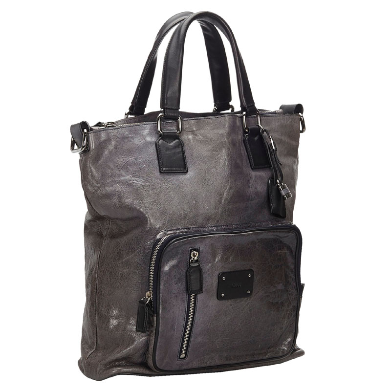 

Chloe Gray Leather Satchel, Black