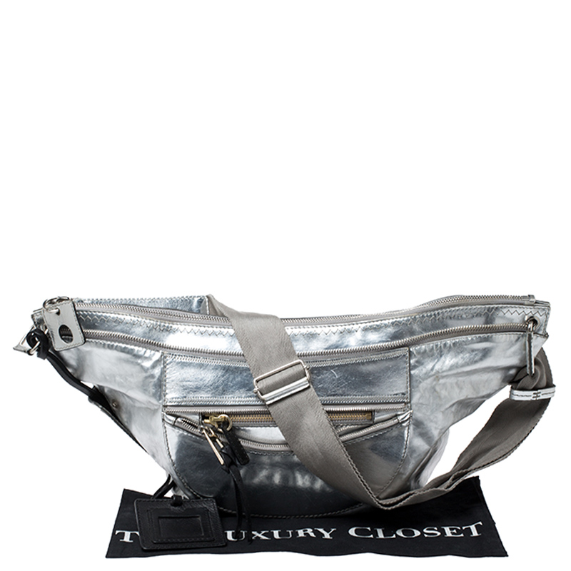 Pre-owned Chloé Metallic Silver Leather Fanny Crossbody Bag