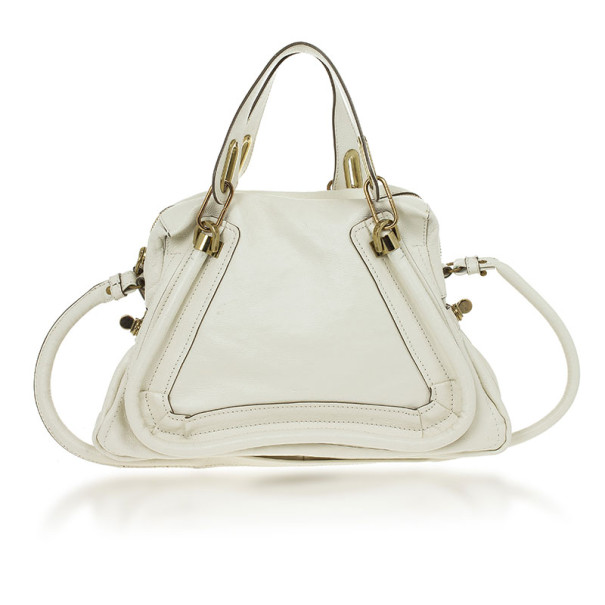 مملوكة مسبقًا Chloe White Leather Small Paraty Tote