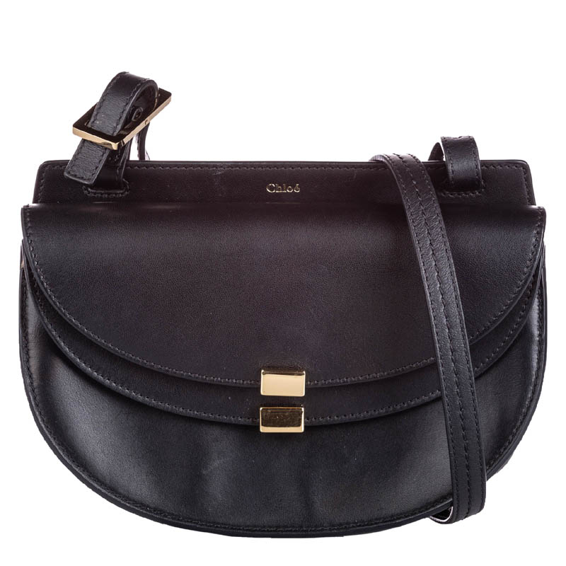 Pre-owned Chloé Black Leather Georgia Crossbody Bag | ModeSens