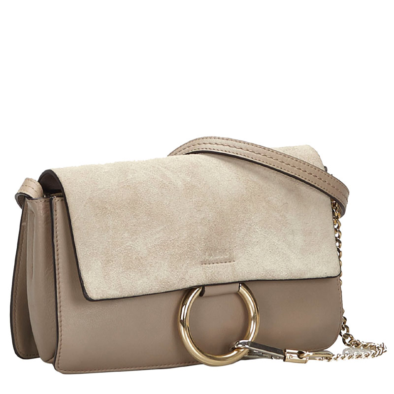 

Chloe Gray Leather Faye Bag, Grey