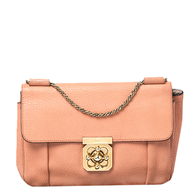 Pre-owned Chloé Orange Leather Medium Elsie Shoulder Bag