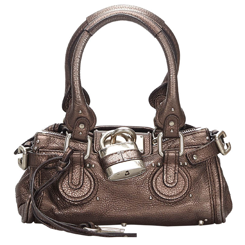 Pre-owned Chloé Black/gold Tone Leather Paddington Bag